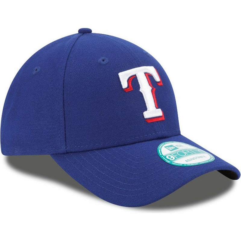 new-era-curved-brim-9forty-the-league-texas-rangers-mlb-adjustable-cap-blau
