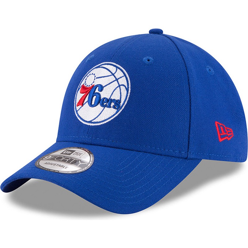 new-era-curved-brim-9forty-the-league-philadelphia-76ers-nba-adjustable-cap-blau