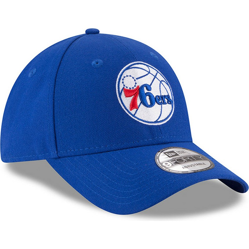 new-era-curved-brim-9forty-the-league-philadelphia-76ers-nba-adjustable-cap-blau