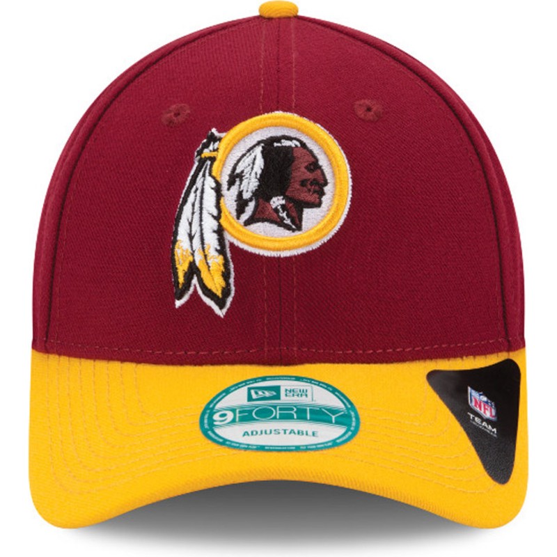 new-era-curved-brim-9forty-the-league-washington-rotskins-nfl-adjustable-cap-rot-und-gelb