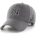 47-brand-curved-brim-schwarzes-logo-new-york-yankees-mlb-mvp-adjustable-cap-grau