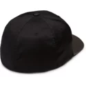 cappellino-visiera-curva-nero-aderente-con-visiera-grigia-full-stone-xfit-black-grey-di-volcom
