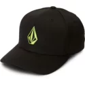 cappellino-visiera-curva-nero-aderente-con-logo-verde-full-stone-xfit-thyme-green-di-volcom