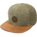 cappellino-visiera-piatta-verde-snapback-con-visiera-marrone-quarter-fabric-army-green-combo-di-volcom