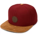 cappellino-visiera-piatta-rosso-snapback-con-visiera-marrone-quarter-fabric-crimson-di-volcom