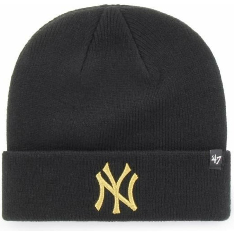 bonnet-noir-avec-logo-or-new-york-yankees-mlb-cuff-knit-metallic-47-brand