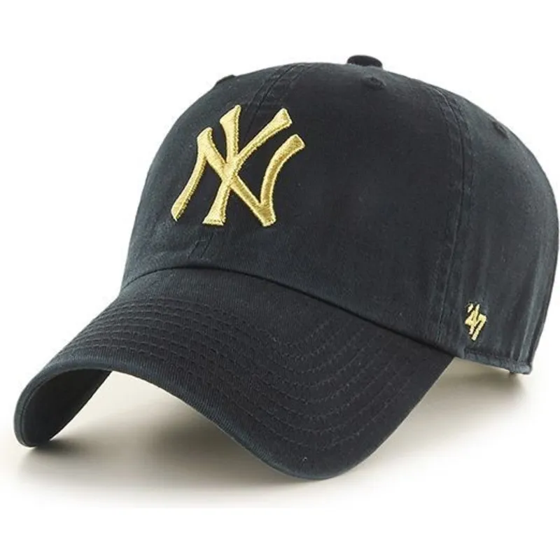 cappelli-curva-nero-cinghia-regolabile-oro-dei-new-york-yankees-mlb-di-47-brand