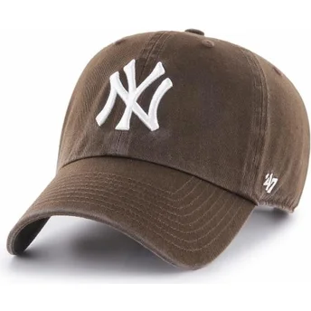 Mörkbrun New York Yankees MLB Clean Up keps med böjd skärm från 47 Brand