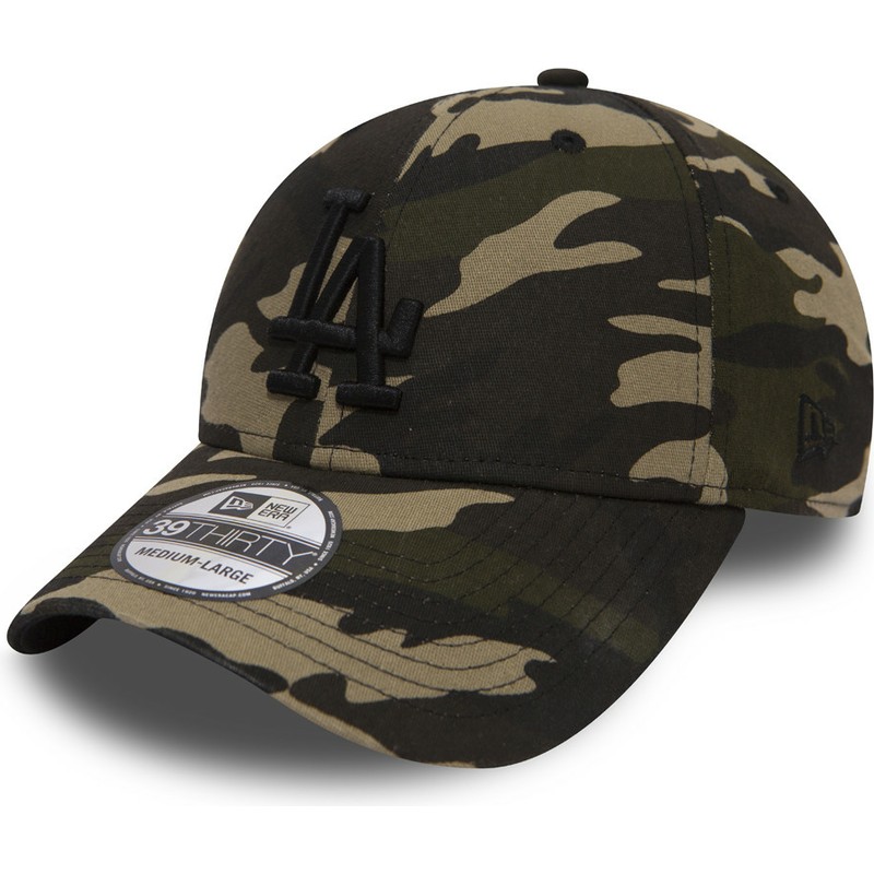 casquette-courbee-camouflage-ajustee-avec-logo-noir-39thirty-essential-los-angeles-dodgers-mlb-new-era