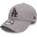 cappellino-grigio-curvo-regolabile-con-logo-oro-39thirty-essential-dei-los-angeles-dodgers-mlb-di-new-era