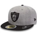 cappellino-piatto-grigio-e-nero-aderente-59fifty-reflective-heather-dei-las-vegas-raiders-nfl-di-new-era