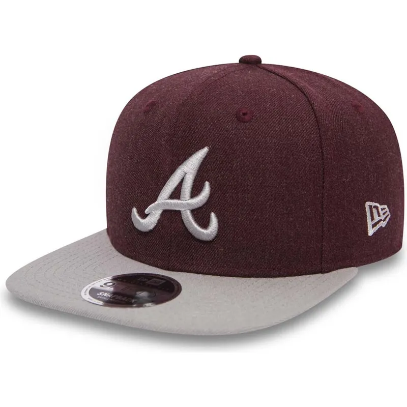 mutzen-flach-rot-snapback-9fifty-seasonal-heather-der-atlanta-braves-mlb-von-new-era
