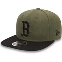 mutzen-flach-grun-snapback-9fifty-seasonal-heather-der-boston-red-sox-mlb-von-new-era