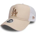 cappellino-trucker-rosa-con-logo-bronzo-9forty-essential-dei-los-angeles-dodgers-mlb-di-new-era