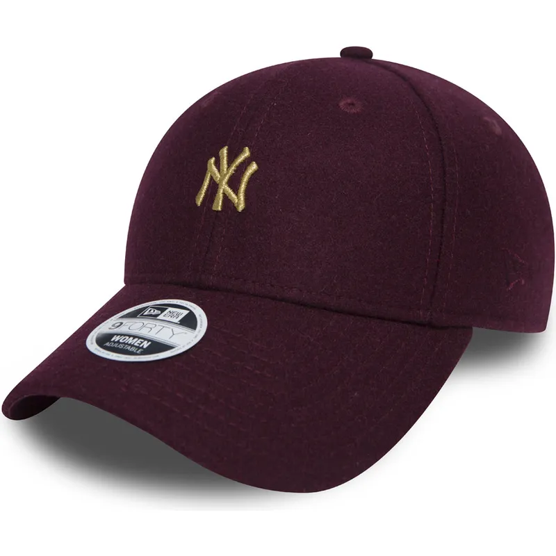 cappelli-curva-rosso-cinghia-regolabile-granate-oro-9forty-melton-dei-new-york-yankees-mlb-di-new-era