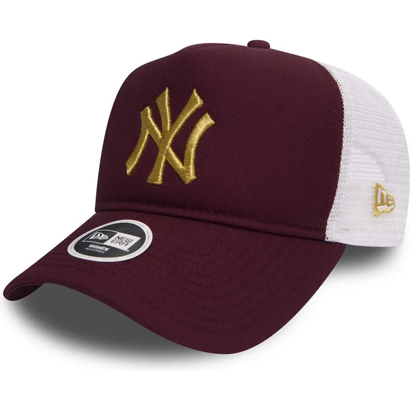 cappelli-curva-rosso-snapback-granate-oro-9forty-essential-dei-new-york-yankees-mlb-di-new-era