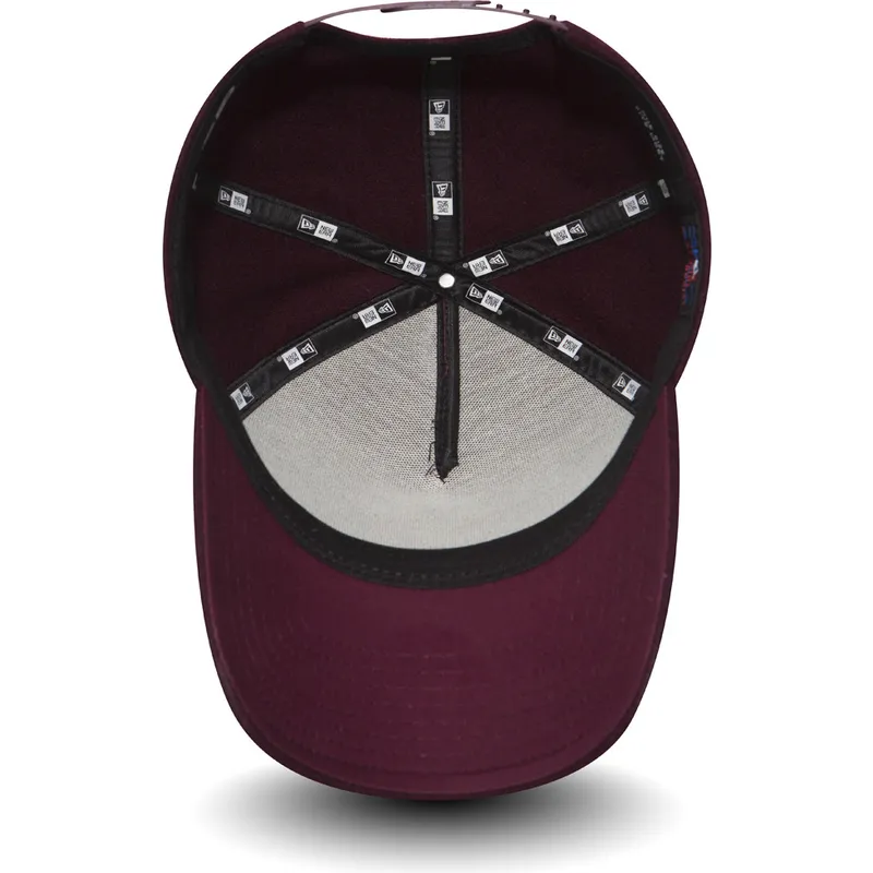 mutzen-gebogen-rot-verstellbares-band-granate-9forty-melton-a-frame-der-new-york-yankees-mlb-von-new-era