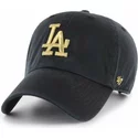 47-brand-curved-brim-goldenes-logo-los-angeles-dodgers-mlb-clean-up-cap-metallisch-schwarz