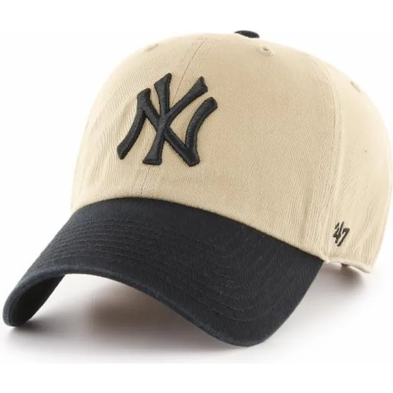 cappelli-curva-beige-cinghia-regolabile-negro-dei-new-york-yankees-mlb-di-47-brand cappelli-curva-beige-cinghia-regolabile-negro-dei-new-york-yankees-mlb-di-47-brand