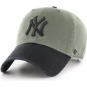 cappellino-verde-con-visiera-curva-e-logo-nero-dei-new-york-yankees-mlb-clean-up-two-tone-di-47-brand