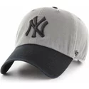 47-brand-curved-brim-schwarzes-logo-new-york-yankees-mlb-clean-up-two-tone-cap-grau-mit-schwarzem-schirm