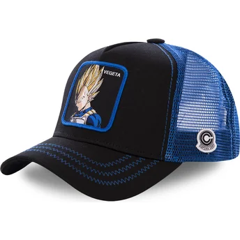 Gorra trucker negra y azul Vegeta Super Saiyan VE3 Dragon Ball de Capslab