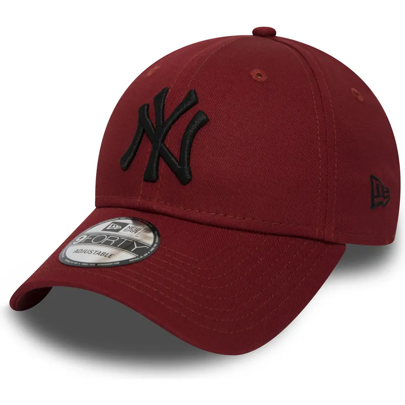 mutzen-gebogen-rot-verstellbares-band-negro-9forty-essential-der-new-york-yankees-mlb-von-new-era