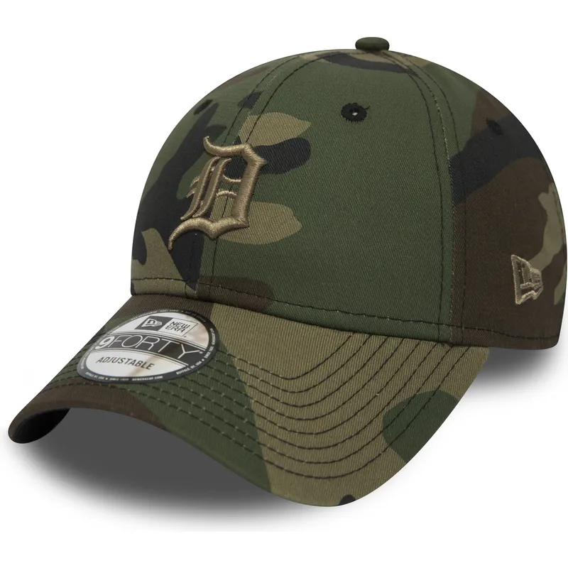 cappelli-curva-mimetizzazione-cinghia-regolabile-marron-9forty-essential-dei-detroit-tigers-mlb-di-new-era