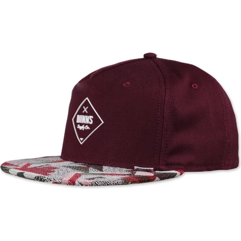 djinns-5-panel-snapback-cap-bordeaux-rubber-aztek