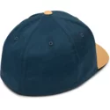 cappellino-visiera-curva-blu-marino-aderente-con-visiera-marrone-full-stone-xfit-camel-di-volcom