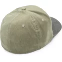 cappellino-visiera-curva-verde-aderente-con-visiera-grigia-full-stone-xfit-light-army-di-volcom