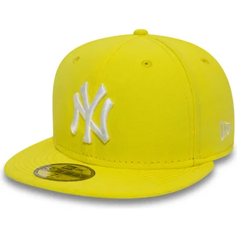 cappellino-visiera-piatta-giallo-aderente-59fifty-essential-di-new-york-yankees-mlb-di-new-era