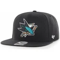 cappello-piatto-nero-snapback-captain-no-shot-dei-san-jose-sharks-nhl-di-47-brand