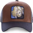 gorra-trucker-marrone-e-grigia-androide-c-18-c18a-dragon-ball-di-capslab