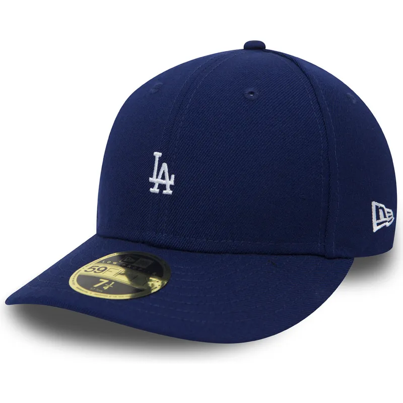 cappellino-piatto-blu-aderente-59fifty-low-profile-mini-logo-dei-los-angeles-dodgers-mlb-di-new-era