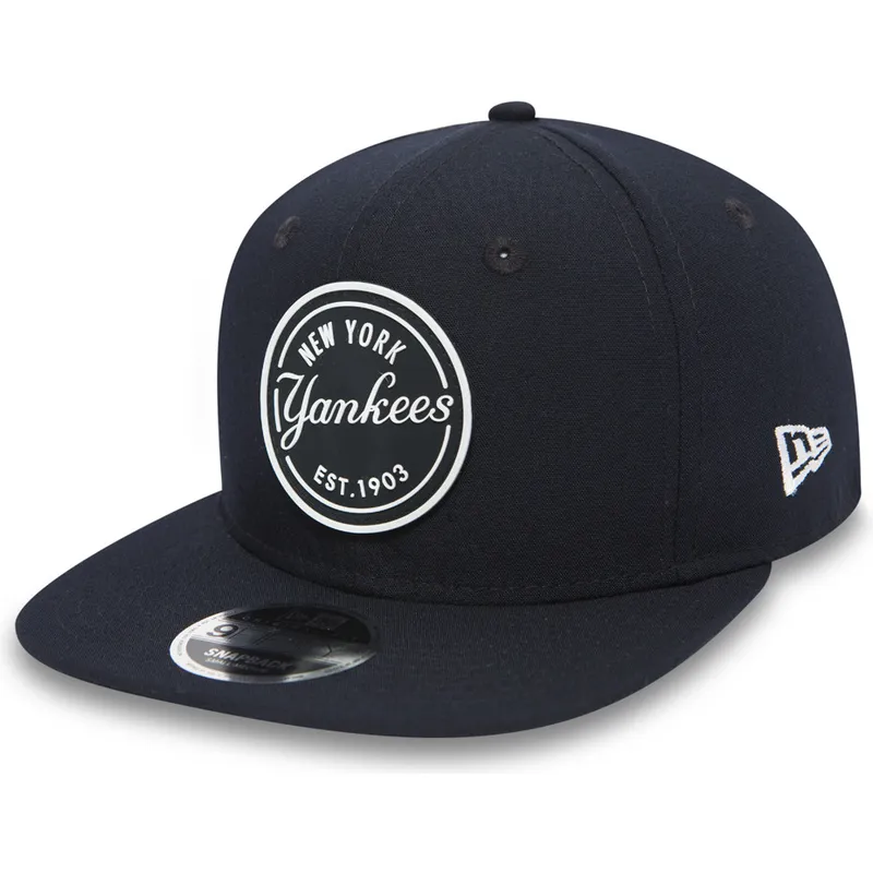 cappelli-piatta-nero-snapback-9fifty-rubber-emblem-dei-new-york-yankees-mlb-di-new-era