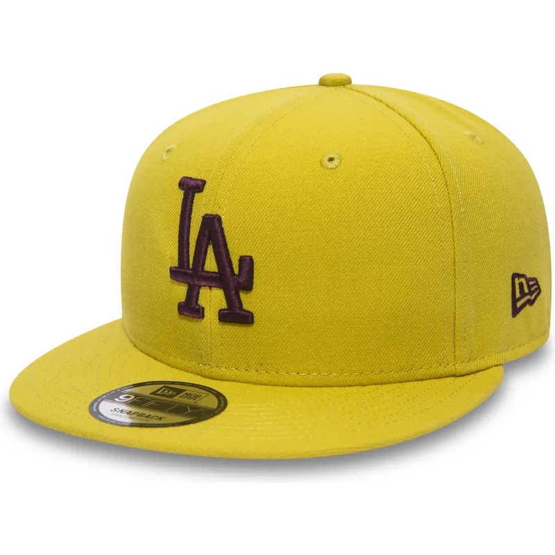 cappelli-piatta-giallo-snapback-granate-9fifty-essential-league-dei-los-angeles-dodgers-mlb-di-new-era