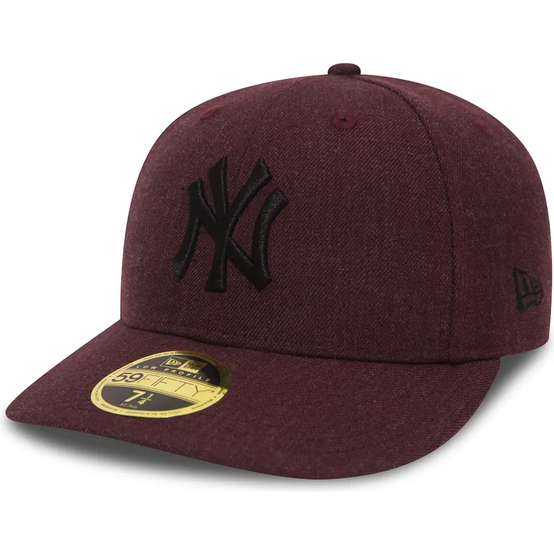 cappello-piatto-bordeaux-regolabile-con-logo-nero-59fifty-low-profile-heather-dei-new-york-yankees-mlb-di-new-era