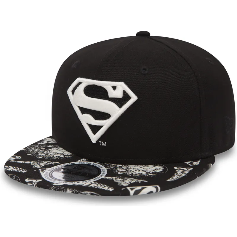 cappellino-snapback-nero-a-visiera-piatta-per-bambino-9fifty-gitd-di-superman-warner-bros-di-new-era