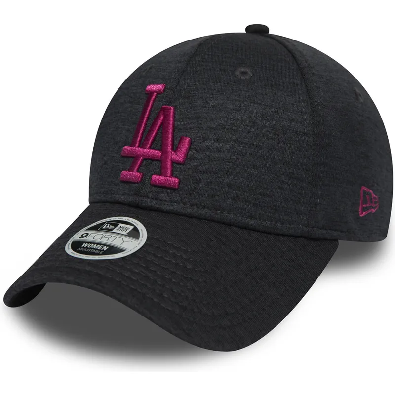 mutzen-gebogen-grau-verstellbares-band-rosa-9forty-essential-jersey-der-los-angeles-dodgers-mlb-von-new-era