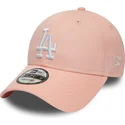 mutzen-gebogen-rosa-verstellbares-band-9forty-league-essential-der-los-angeles-dodgers-mlb-von-new-era