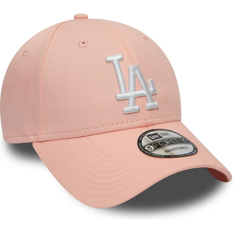 cappelli-curva-rosa-cinghia-regolabile-9forty-league-essential-dei-los-angeles-dodgers-mlb-di-new-era