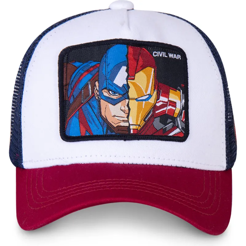 cappelli-curva-bianco-snapback-capitan-america-e-iron-man-marvel-comics-di-capslab