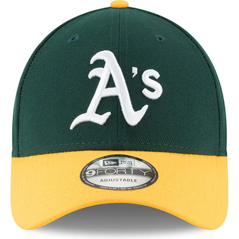 cappellino-curvo-verde-e-giallo-regolabile-9forty-the-league-di-oakland-athletics-mlb-di-new-era