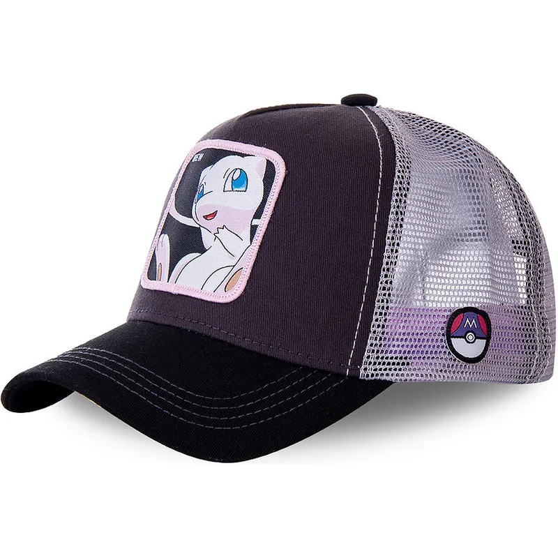 mutzen-gebogen-schwarz-snapback-mew-pokemon-von-capslab mutzen-gebogen-schwarz-snapback-mew-pokemon-von-capslab