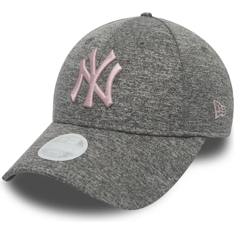 gra-justerbar-kurvad-keps-med-rosa-logotyp-9forty-tech-jersey-fran-new-york-yankees-mlb-av-new-era