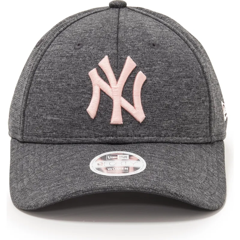 gra-justerbar-curved-cap-med-lyserodt-logo-9forty-tech-jersey-fra-new-york-yankees-mlb-fra-new-era