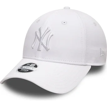 Cappellino curvo bianco regolabile con logo bianco 9FORTY League Essential di New York Yankees MLB di New Era
