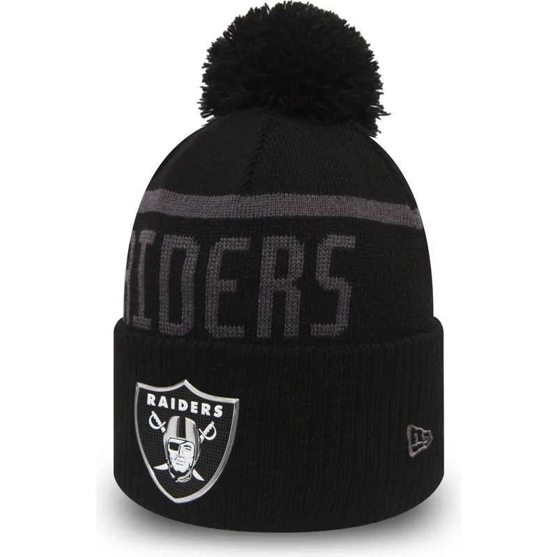 cappelli-pompon-nero-cuff-knit-coll-dei-las-vegas-raiders-nfl-di-new-era