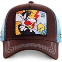 casquette-trucker-marron-et-bleue-sylvestre-vs-titi-tvg1-looney-tunes-capslab